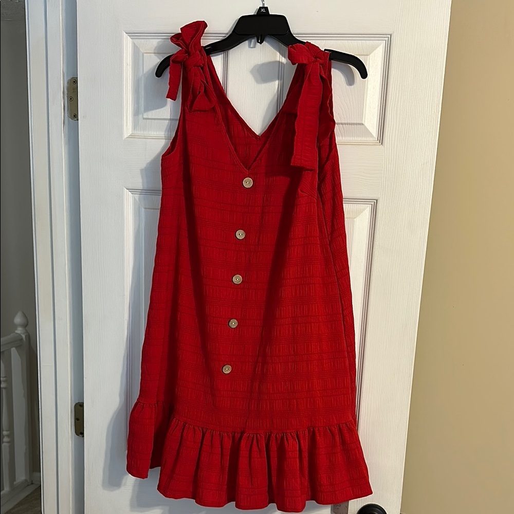 Charming Red Dress with Bow Straps